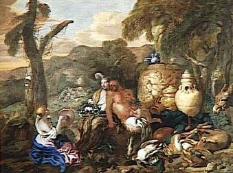 Giovanni Benedetto Castiglione Bacchante et Satyre oil painting image